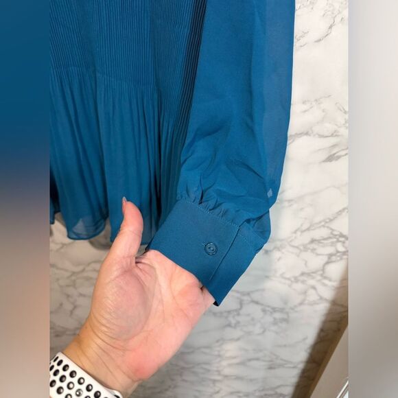 City Chic Lust After Top in Teal Size XXS/12 Pleated Lace With Back Bow Detail - Picture 8 of 13